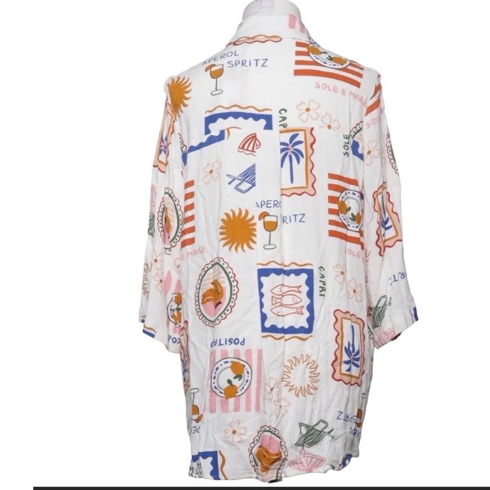 Label of Love Women Button down Easy Shirt Medium Muti Boho Rayon Linen Summer - Picture 14 of 16